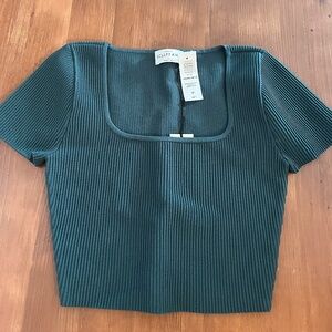 Aritzia Green ribbed crop top NWT